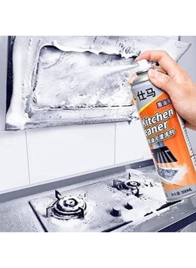 Non-toxic, fast-drying, multi-purpose bubble foam cleaning spray removes oils, grease, and stains from the kitchen, chimney, oven, grill, tiles, and sink surfaces. 500ml - Image 1